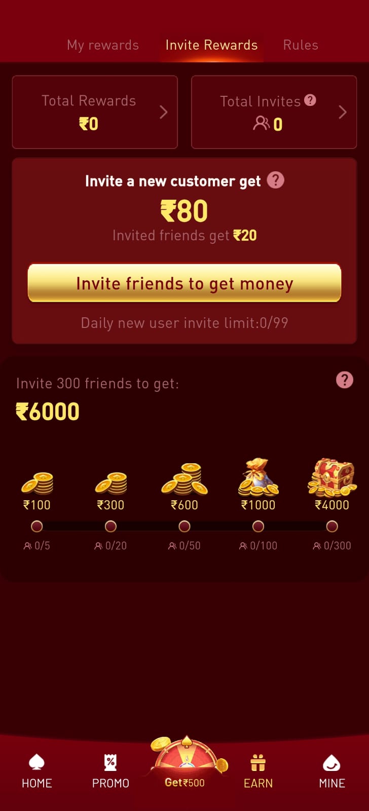 Clplay Game App Invite Rewards Dashboard Interface